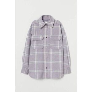 H&M Light Gray Plaid Shacket, Size M